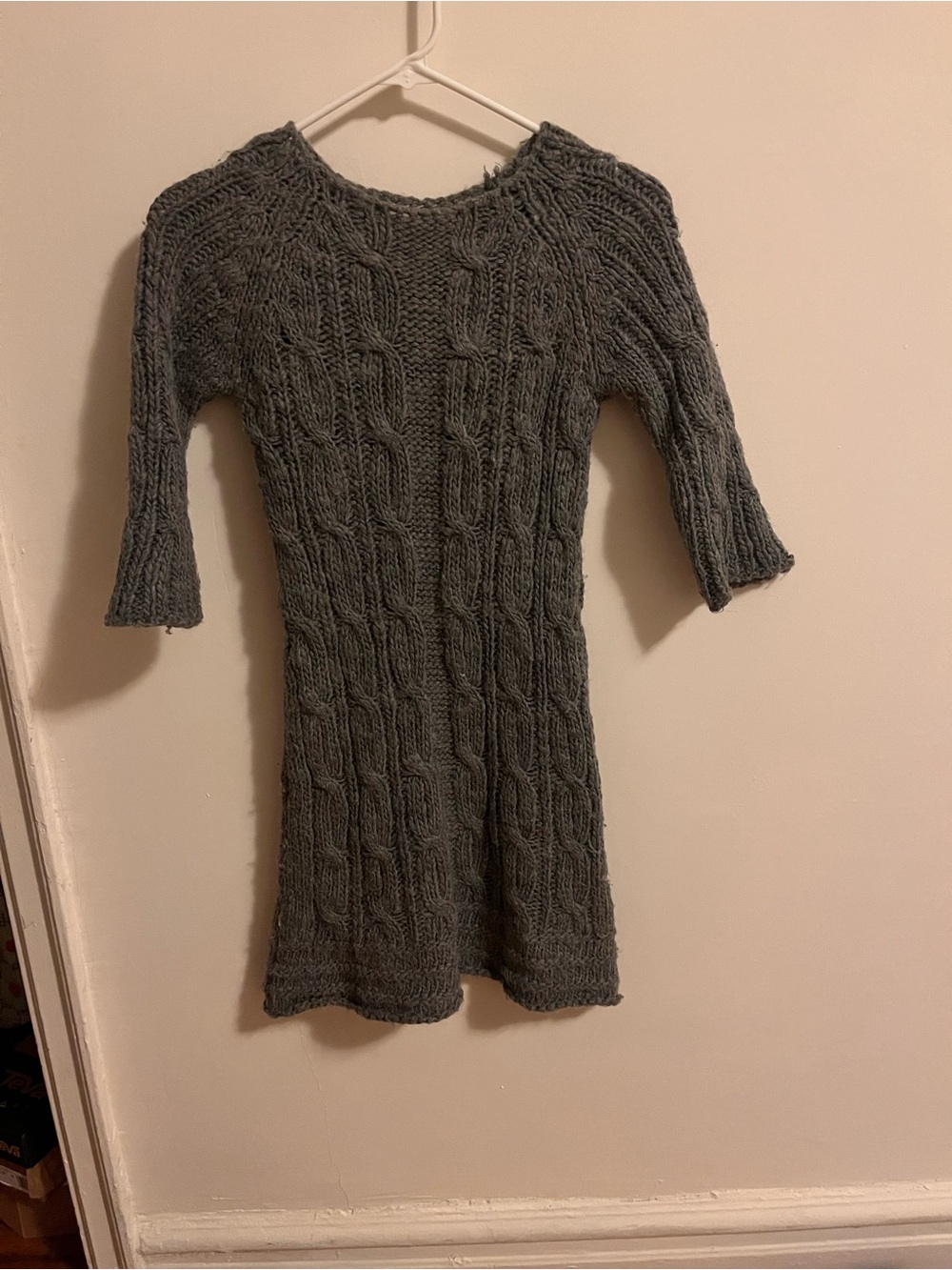 Zara Gray Cable Knit Women's Sweater Dress
